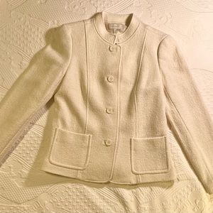 New wool blend jacket Talbot size 10. Pearl color with pearlized style buttons.